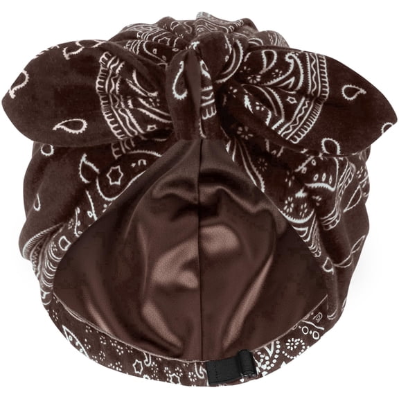 Ababalaya Satin Lined Beanies for Women Chemo Headwear Silky Lined Cotton Sleeping Cap(Brown)