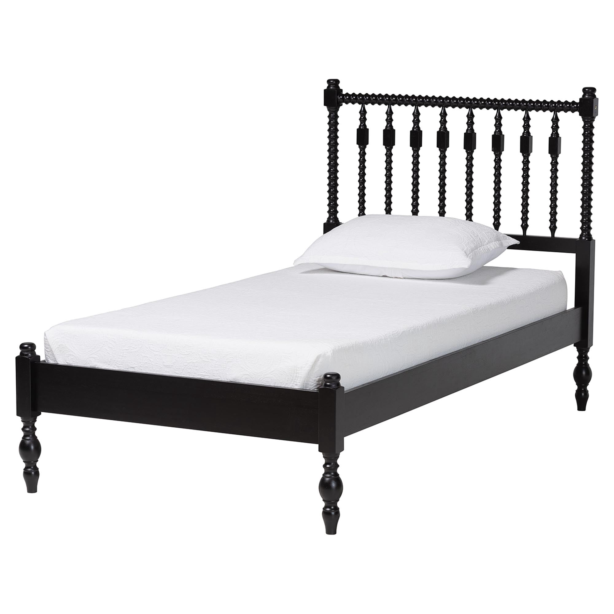 Baxton Studio Callison Farmhouse Bedroom Set, Twin, 5-Piece, Black