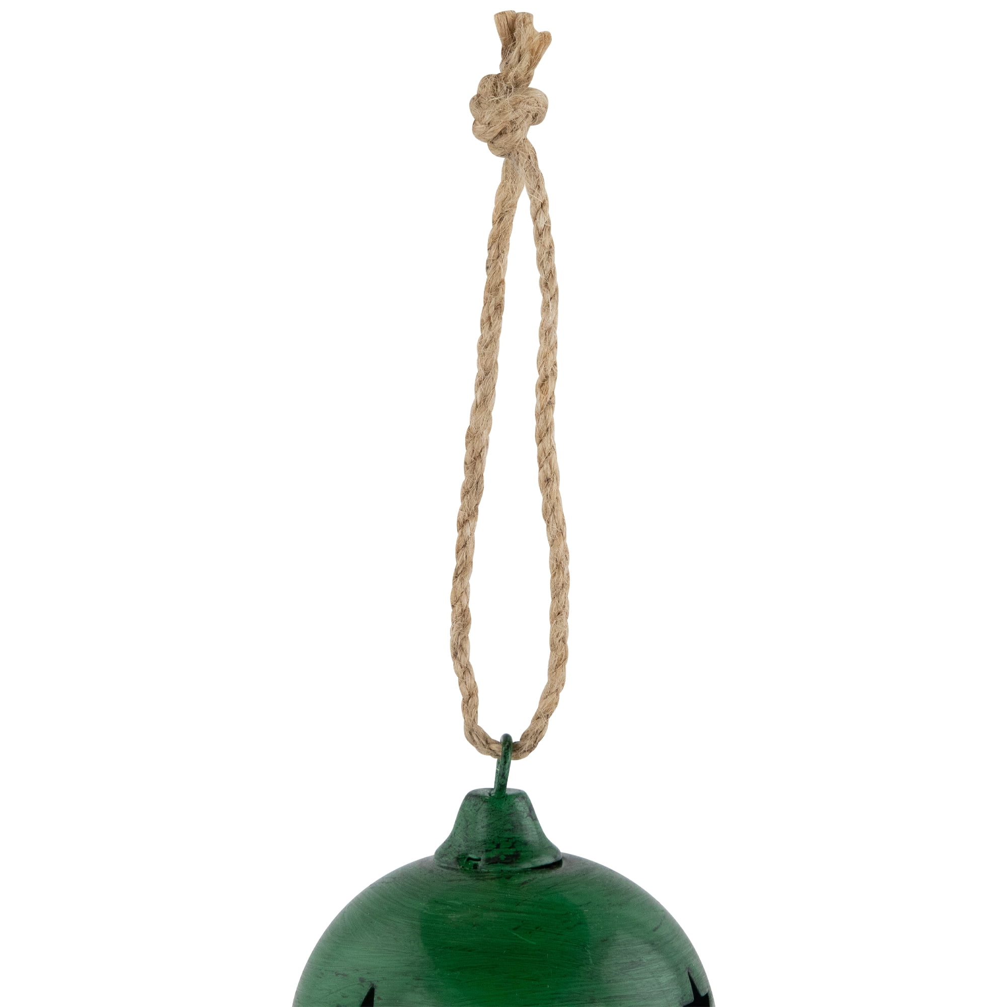 Antiqued Christmas Jingle Bells Ornaments - 3" - Green - Set of 2