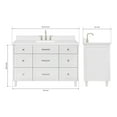 thumbnail image 4 of ARIEL Monroe 54 Inch Single Rectangle Sink Bathroom Vanity With Carrara White Quartz Countertop 1.5 Inch Edge In White, 4 of 7