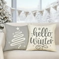 thumbnail image 4 of Gray Christmas Pillow Covers 18x18 Set of 4 Farmhouse Xmas Decorations Snowflake Hello Winter Holiday Decor Throw Cushion Case for Home Couch S24C16, 4 of 6