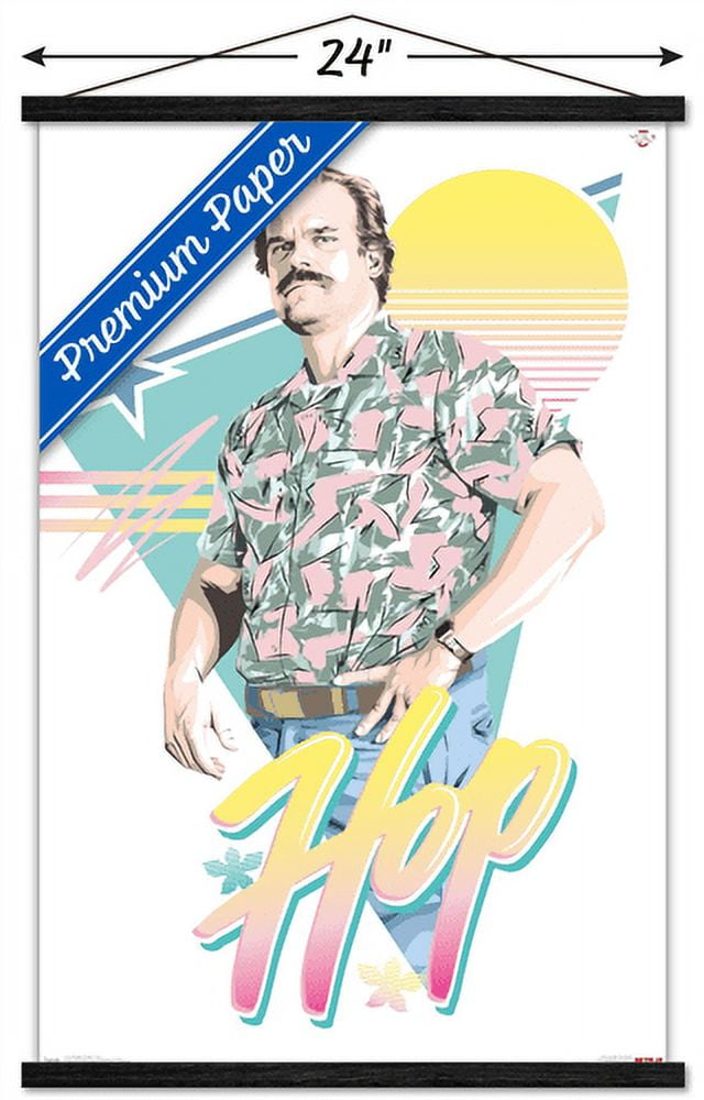 Netflix Stranger Things: Season 3 - Hop Wall Poster with Wooden Magnetic Frame, 22.375" x 34"