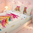 thumbnail image 3 of Manfei Festive Christmas Tree Zipper Queen Comforter Set with Fitted Sheet and 2 Pillowcases,Traditional Snowflake Bow Stars Zipper Bedding Set,White Pink,Christmas Reversible,4pcs, 3 of 8