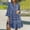 Blue, variant on Hvot&aat Women's Summer Boho Dress 3/4 Sleeve Ruffle Print Dresses v Neck Pleated Flowy Swing Knee-Length Sundresses