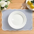 thumbnail image 3 of Striped Cotton Scallop Table Placemat, Blue and White, 20" x 14", by My Texas House, 3 of 5