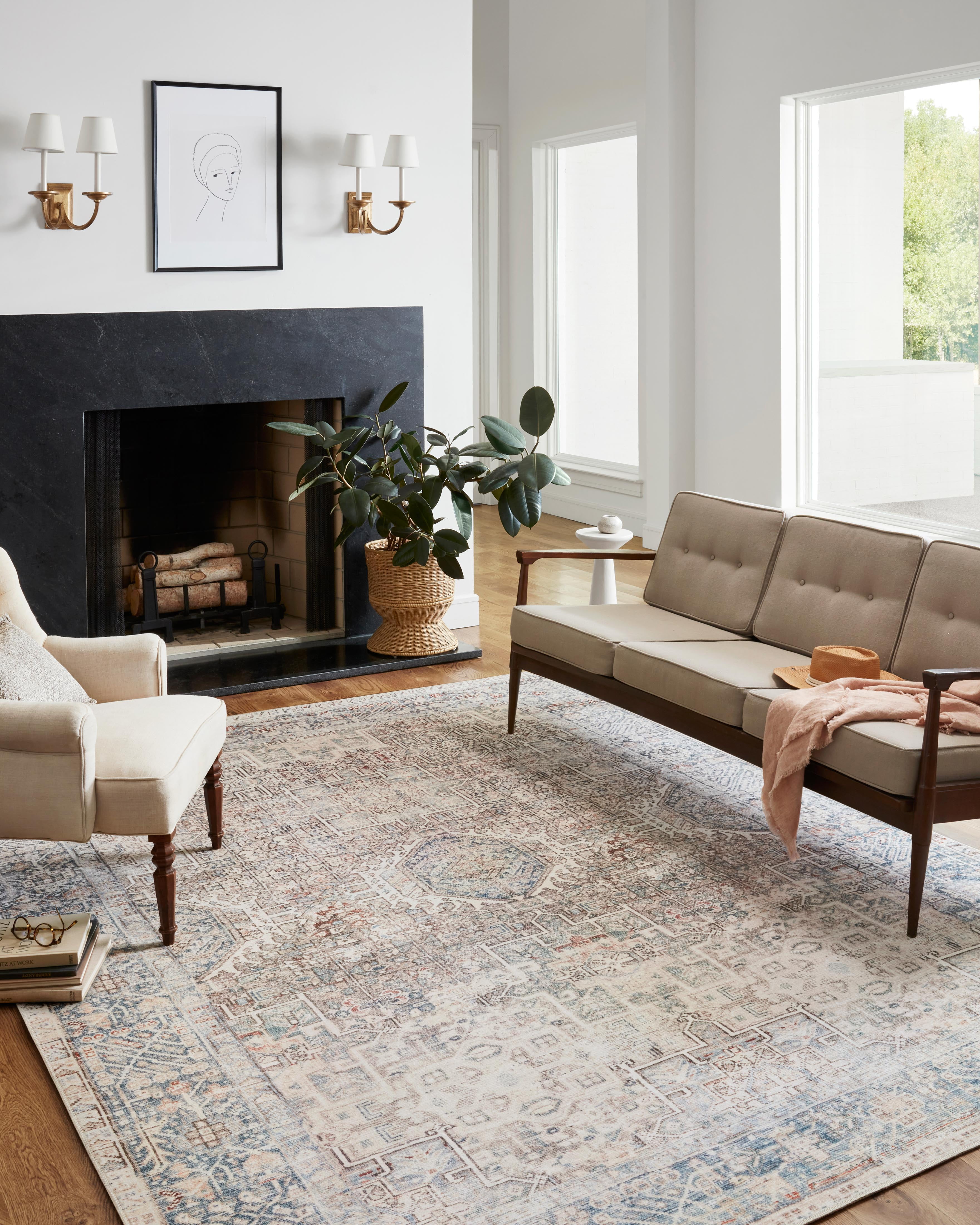 Chris Loves Julia x Loloi Jules Natural/Ocean 7'-6" x 9'-6" Area Rug