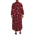 thumbnail image 5 of Terra & Sky Women's Plus Size Long Sleeve Printed Peasant Midi Dress, 5 of 5