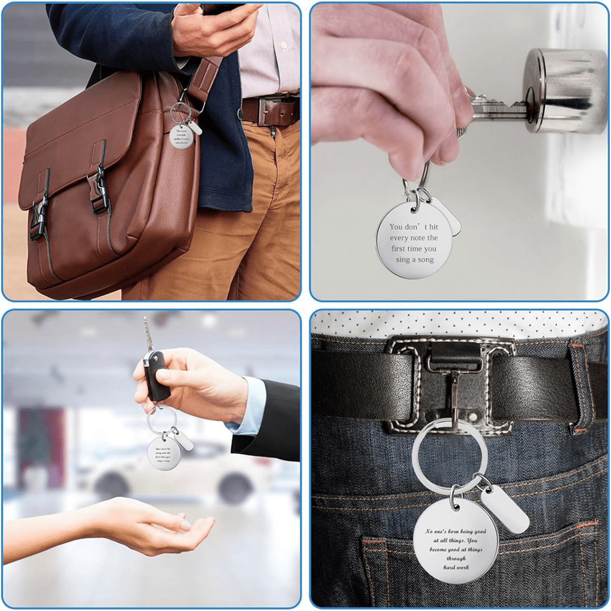 72pcs Engravable Keychain Blanks Stainless Steel Blank Key Ring Stamping Tags Round Engravable Key Ring Tags with Hole