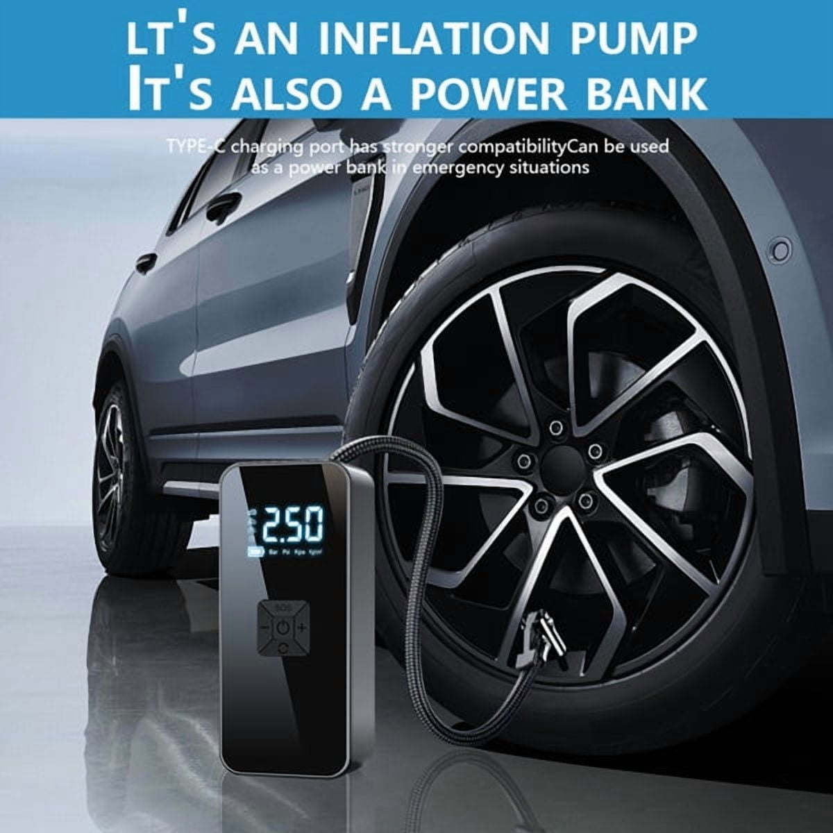 Ambifirner Portable Air Compressor Tire Inflator, 150 PSI & Cordless Easy Operation, Accurate LCD Screen-Air Pump For Cars,Bikes, Motorcycles, Balls