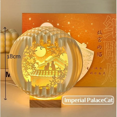 

Night Light Creative 3D Stereoscopic Led Paper Carving Lamp with Wood Base USB Type Art Bedroom Pendant friendship Kids Gift