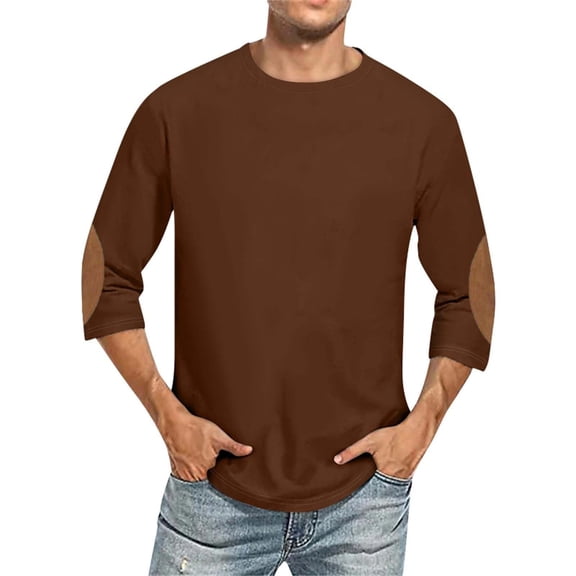 3/4 Sleeve Shirt for Men Solid Color Crew Neck Baseball T-Shirts Casual Loose Fit Tees Three Quarter Sleeve T Shirts, 2026 New Limit time off