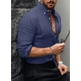 thumbnail image 4 of QWZNDZGR Mens Casual Button Down Shirt Long Sleeve Chambray Shirt Business Blouse, 4 of 4