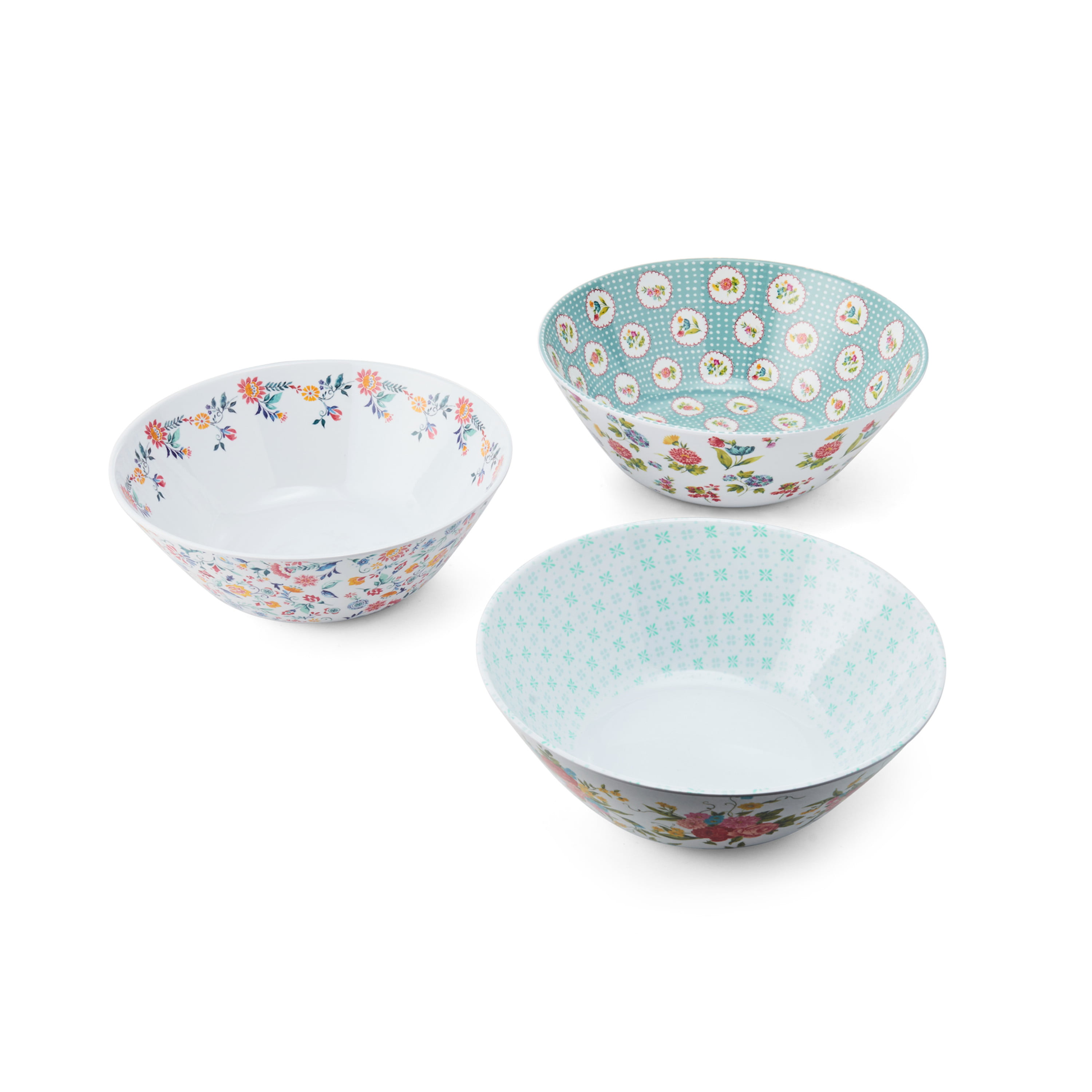 NEW PIONEER WOMAN COUNTRY SPLATTER SALAD BOWL AND UTENSILS 3 PIECE