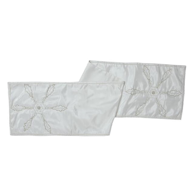 Vickerman Beaded Snowflakes Table Runner 12 x 60 in. White Polyester