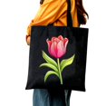 thumbnail image 5 of COMIO Beautiful Tulip Flower Pattern Temu Canvas Tote Bag Black Style One 14.1x15.7in, 5 of 6