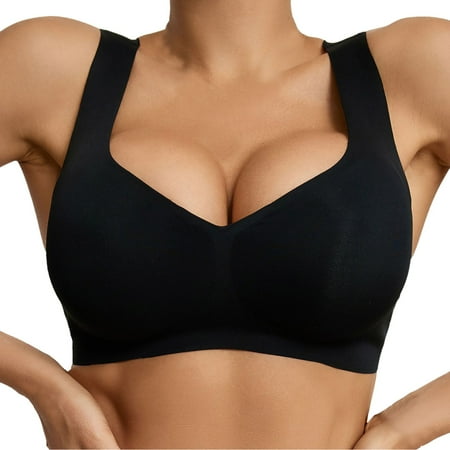 Blphud Womens Lingerie Sexy No Wire Bra Bras for Women Sports Bra Sticky Bra Underwear Women Girls Underwear Cotton plus Size Underwear for Women Black M