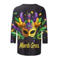 thumbnail image 5 of YUGYXL Womens Plus Size 3/4 Sleeve Shirts Trendy Mardi Gras Colorful Mask Printed Comfy Tshirts Summer Crew Neck Lightweight Loose Clothes Ladies Tunic Fit Tees Party Tops, 5 of 5