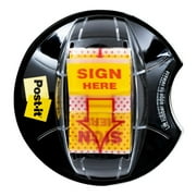 Post-it 1" Wide Sign Here Flags , Yellow, 200/ Desk Grip Dispenser