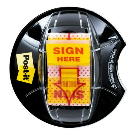 Post-it 1" Wide Sign Here Flags , Yellow, 200/ Desk Grip Dispenser