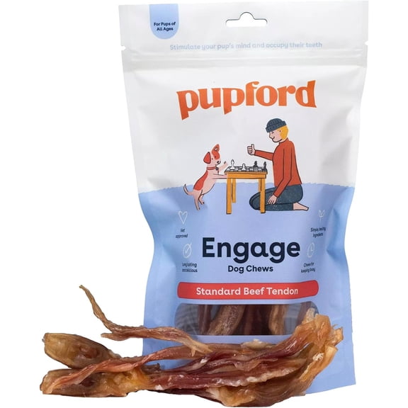 Pupford Beef Tendon Chews for Dogs & Puppies, Chewing & Teething Aid (10 Count)