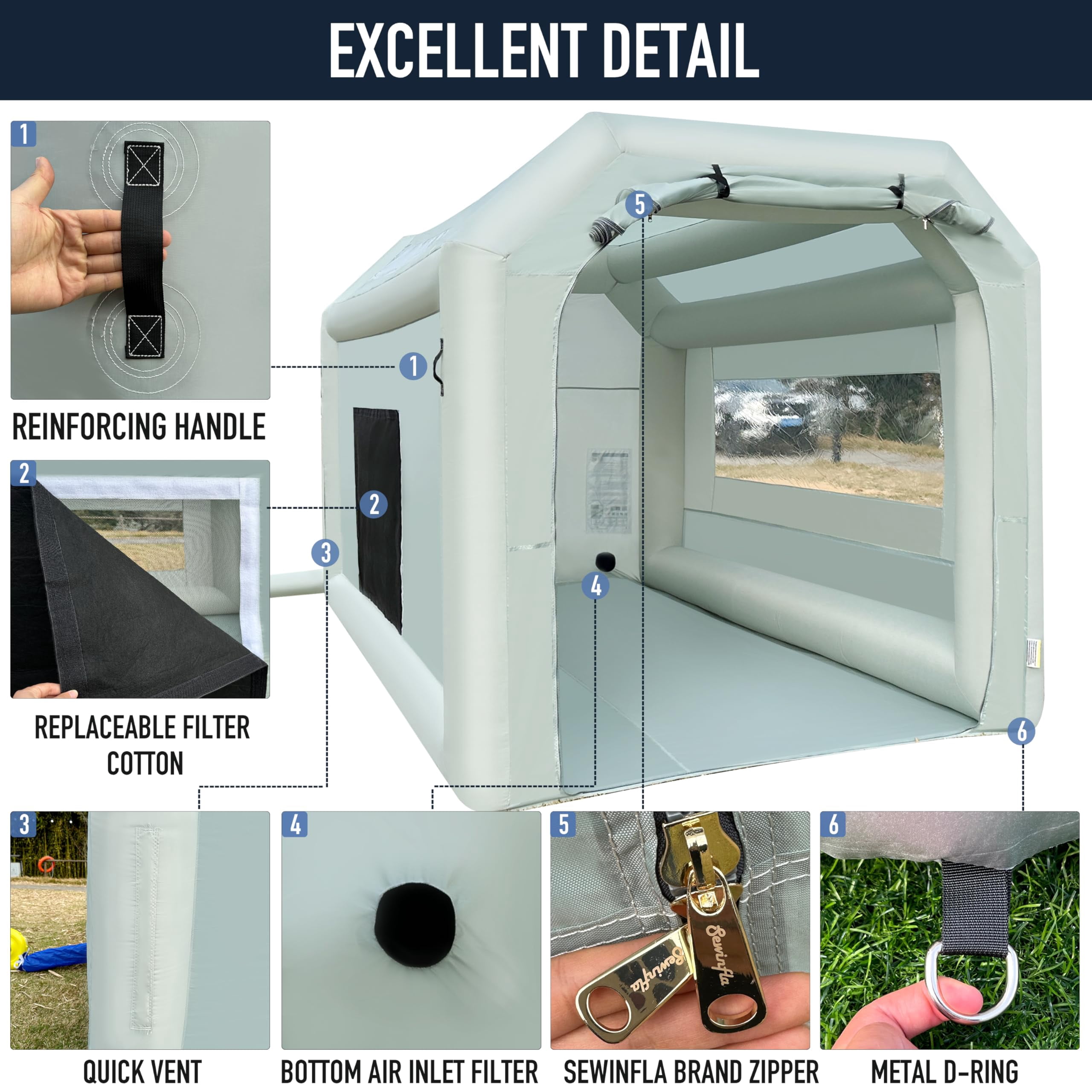 Portable Inflatable Paint Booth with Powerful Blower and Air Filter System for Automotive Furniture and DIY Painting