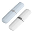 thumbnail image 1 of Uxcell 2pcs Travel Toothbrush Case White/Blue Portable Toothbrush Holders for Home Travel, 1 of 6