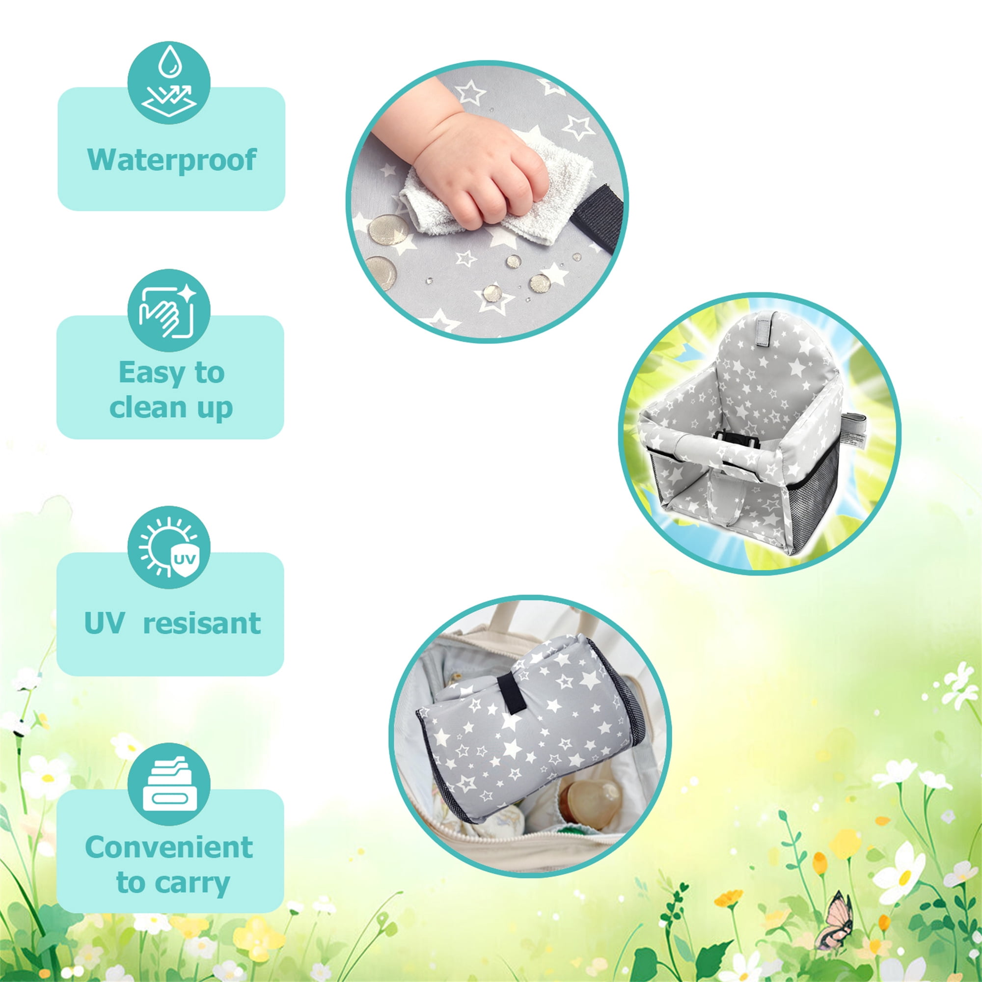Baby Shopping Cart Cover 2 in 1 High Chair Cover with Clear Phone Pouch Thick Padded Machine Washable Reversible Pattern for Infant Toddler