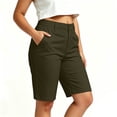 thumbnail image 7 of VBVC Women's High Waisted Business Bermuda Shorts , Lightweight Golf Shorts For Women,Ladies' Knee Length Casual Work Trousers with Pockets,Army Green,S-2XL, 7 of 7