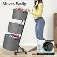 thumbnail image 6 of YOUPINS 3-Tier Laundry Hamper Sorter,Laundry Storage Organizer with Wheels Removable Rolling Laundry Baskets for Home,Bathroom,Dorm Laundry Room,Gray, 6 of 7