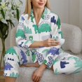 thumbnail image 6 of Pajama Sets for Women 2 Pcs, Dinosaur print D Button Down Long Sleeve Sleepwear Lounge PJ Sets, 6 of 6