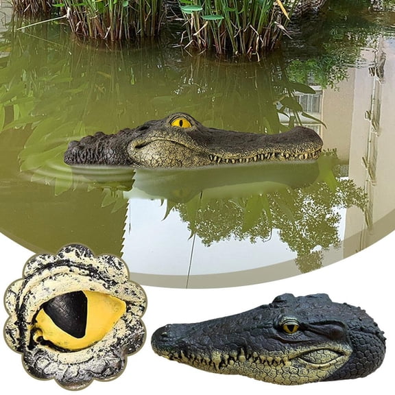 VIVIDCRAFT Yiexson Pond Floating Alligator Head Decoy Outdoor Pools Float Fake Gator Head Deterrent Ducks 126 Crocodile Head for Swimming Pool Koi Pools Decorations