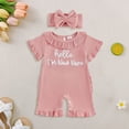 thumbnail image 2 of KPOPLK Baby Girl Romper Infant Fall Winter Clothes Ruffle Sweater Short Sleeve Bodysuit Jumpsuit and Headband for 0-18 Months Size 3-6 Months,Watermelon Red, 2 of 4