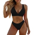 thumbnail image 5 of Womens High Waisted Thong Bikini Sets Triangle Top Deep V Neck Two Piece Swimsuit Bathing Suits Black XL(XL), 5 of 6