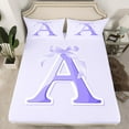 thumbnail image 2 of Erosebridal Initial A Letter Twin Sheet Sets, Princess Bow Bedding Twin Size, Purple Monogrammed Reversible Bed Sheets Twin, Microfiber Room Decor, 3pcs, 2 of 7