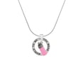 thumbnail image 2 of Delight Jewelry Silvertone 3-D Pink Baby Bottle Silver-tone You Mean the World to Me Ring Necklace, 18", 2 of 4