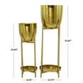 thumbnail image 3 of CosmoLiving by Cosmopolitan 32", 24"H Gold Metal Planter with Removable Stand (2 Count), 3 of 9