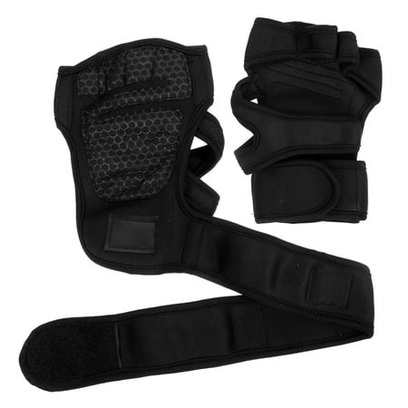 LOLIPPYY 1 Pair Half Finger Weightlifting Gloves with Non- Palm Support for Outdoor Fitness Gym and Sports Black