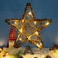 thumbnail image 1 of Christmas Tree Topper Star,10-inch Rustic Brown Rattan Natural with 10 Warm White Lights(Constant Light and Timer), Tree Topper Decoration for Festive Christmas Home Shop Bar Indoor Ornament, 1 of 7