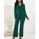 thumbnail image 5 of Pantalones rectos de manga larga, talla S, traje verde ajustado para mujer con cuello vuelto y bolsillos con solapa, 5 of 6