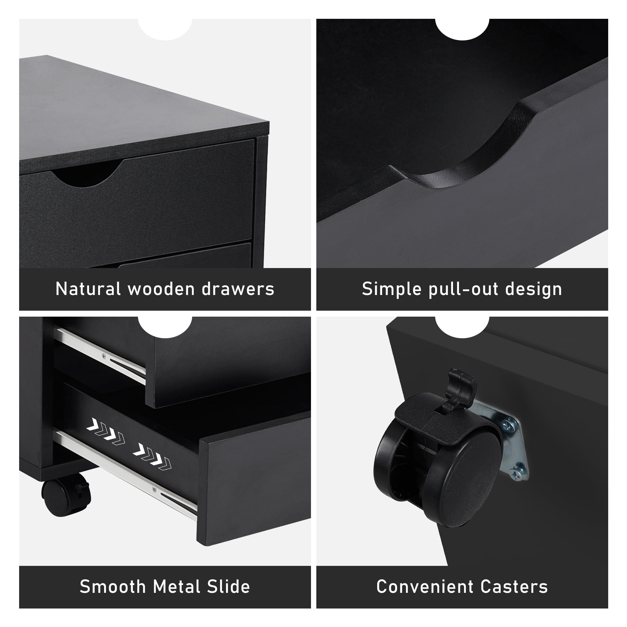 EDX 7 Drawer Dresser - Spacious Wood Storage Cabinet for Bedroom, Home, Office Organization, Black