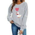 thumbnail image 5 of FAWUUDO Womens Valentines Day Sweatshirt Heart Print Crewneck Long Sleeve Pullover Casual Comfortable Romantic Gift for Her Gray XL, 5 of 7