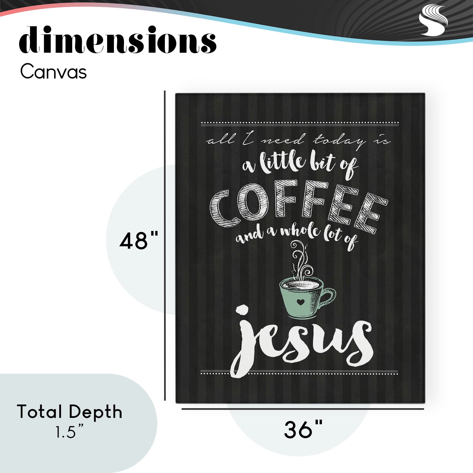 Little Coffee & Whole Lot Of Jesus Canvas Wall Art, design by Lettered and Lined
