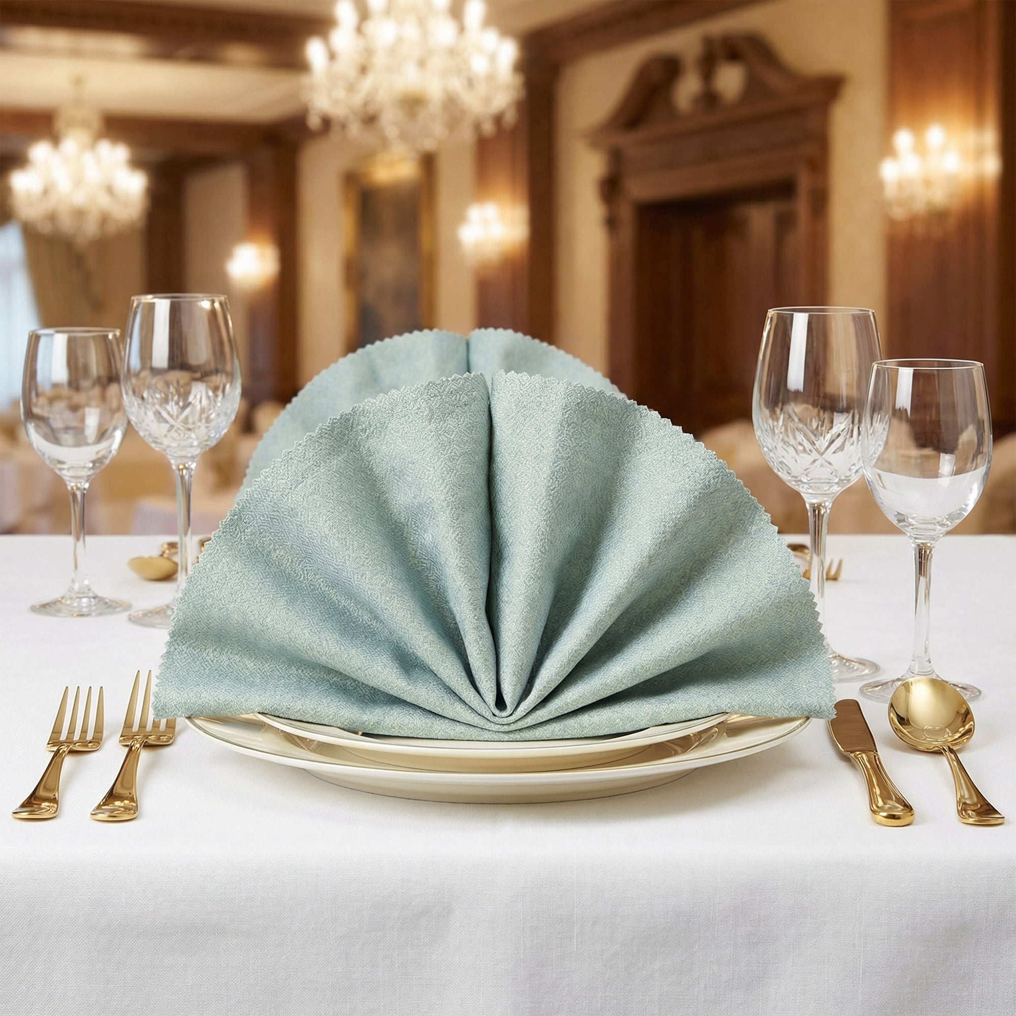 Unique Bargains Washable Reusable Cotton Cloth Napkins Green 17x17inch
