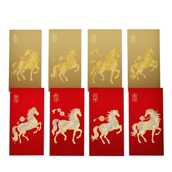 Chanana 8PCS Chinese New Year Red Envelopes Lucky Money Envelopes 2026 Spring Festival Red Pocket, Lunar Horse Big Hong Bao Lucky Money Cash Packet for Birthday Spring Festivals Party