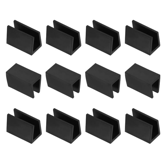 12Pack Chair Leg Caps, 0.47" Square Pads, Plastic Glide Caps for Metal Chair Feet, Anti-Slip Furniture Pads for Hardwood Floors, Black
