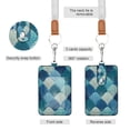 thumbnail image 2 of PU Leather Badge Holder ID Badge Holder with Lanyard for Cards & Credentials Blue Fan-shaped Shapes, 2 of 6