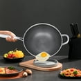 thumbnail image 2 of Dwellnix Wok Edelstahl Wok mit Deckel Lange Griff Antihaft Kratzfest Pfanne Kochen 30cm, 2 of 7