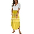 thumbnail image 1 of Vestido de Manga Corta para las Mujeres, Vestido Casual de Cuello en V de Bolsillo de Impresión de Moda Sexy Hecho de Poliéster Ligero para el Verano, Vestido de Verano para las Mujeres, 1 of 5