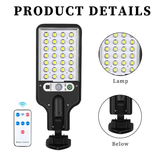 Luces de calle solares Lámpara de pared LED con sensor de movimiento de 3 modos con control remoto (A)
