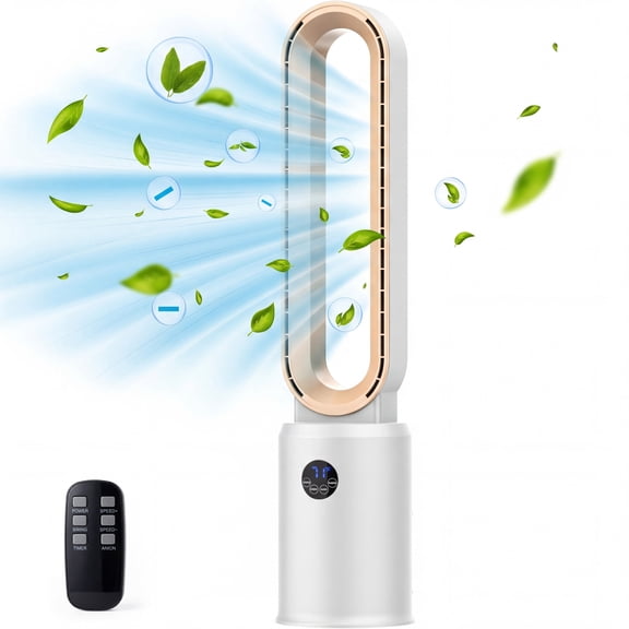 Advwin 38"Bladeless Tower Fan, Quiet Cooling Air Circulator with 60° Oscillation, 24 Speeds, Gold